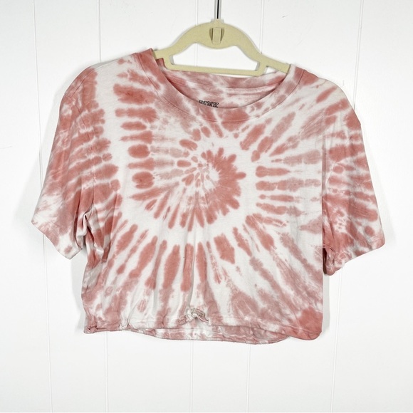 VS Pink tie dyed Short Sleeve Crop Top Drawstring Medium - Picture 1 of 4
